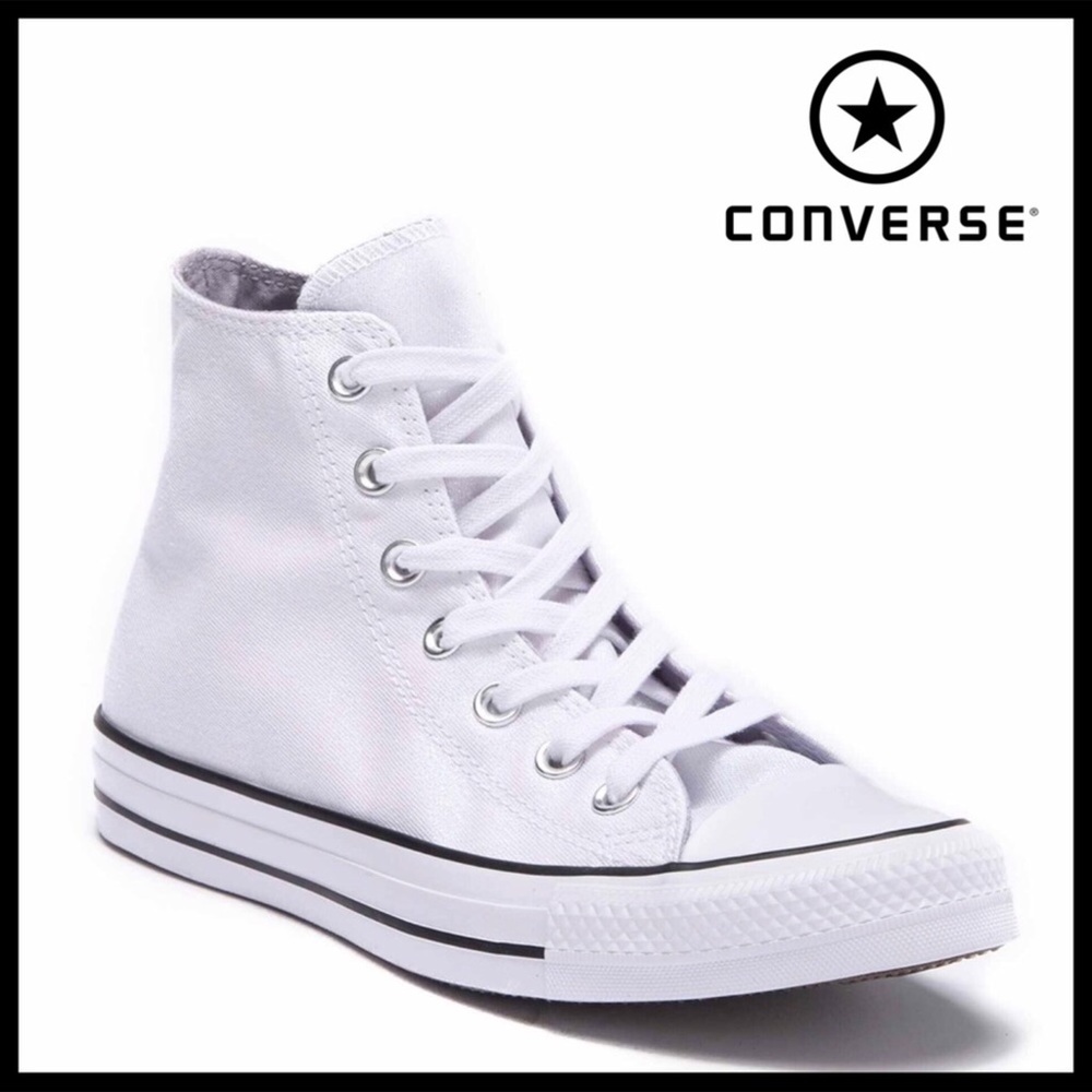 CONVERSE WHITE SHIMMER CHUCK TAYLOR HIGH TOPS A2C - Picture 1 of 8